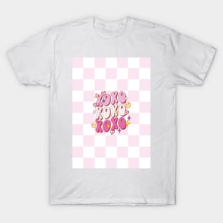 XOXO Retro Valentine’s Day, Checkered Pattern T-Shirt